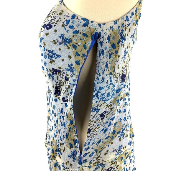 Cottage Boho Floral Print Sleeveless Tiered V-Neck Midi Dress Women's Medium - Picture 11 of 13